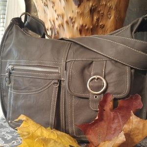 Woman's gray rosetti shoulder bag